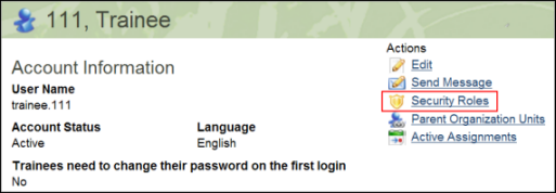 Trainee Security Roles link
				  